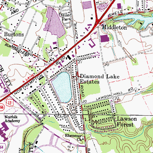 Topographic Map of Diamond Lake Estates, VA