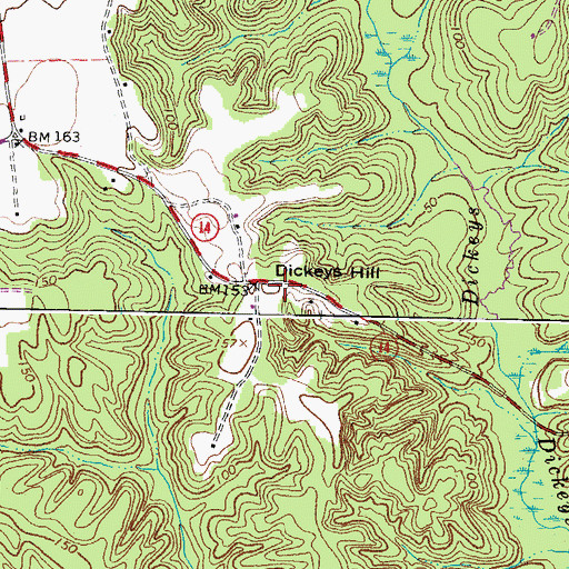 Topographic Map of Dickeys Hill, VA