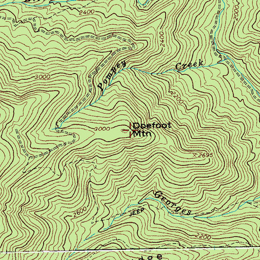Topographic Map of Doefoot Mountain, VA