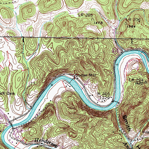 Topographic Map of Dorter Mill, VA