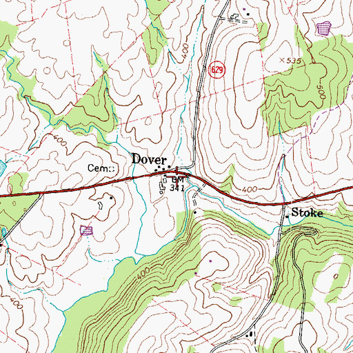 Topographic Map of Dover, VA