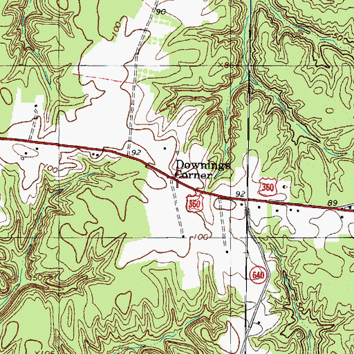 Topographic Map of Downings Corner, VA