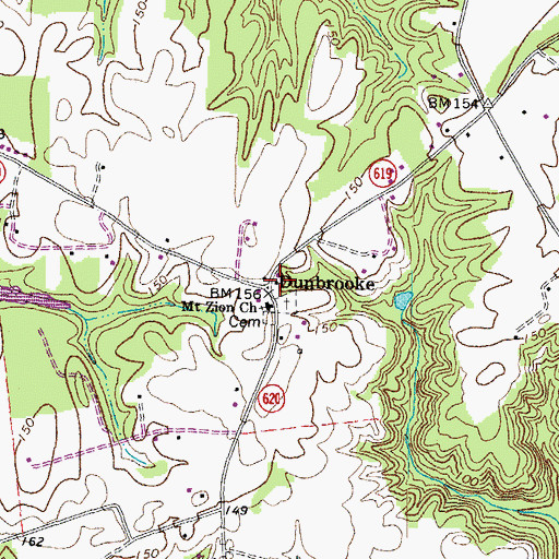 Topographic Map of Dunbrooke, VA