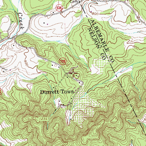 Topographic Map of Durrett Town, VA