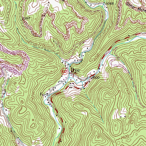 Topographic Map of Dye, VA
