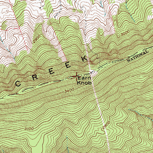 Topographic Map of Earn Knob, VA