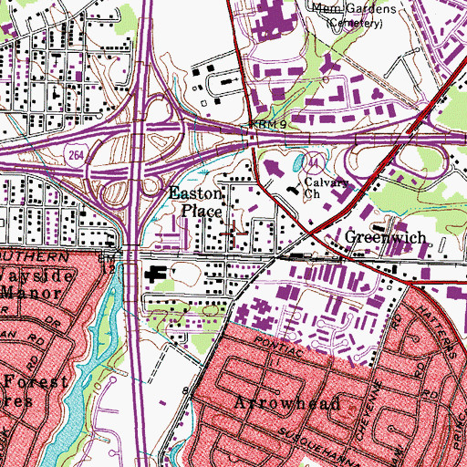 Topographic Map of Easton Place, VA