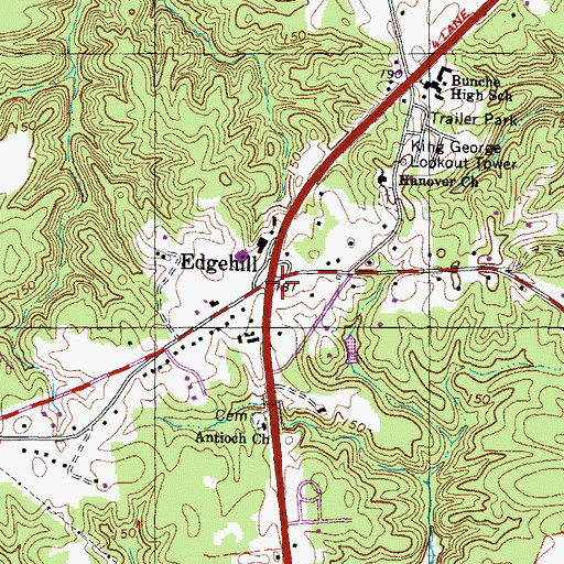 Topographic Map of Edgehill, VA