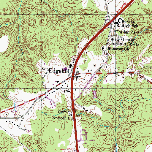 Topographic Map of Edgehill, VA