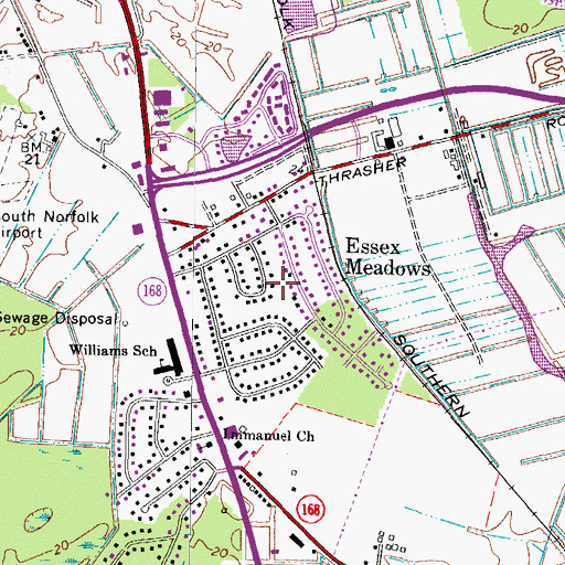 Topographic Map of Essex Meadows, VA