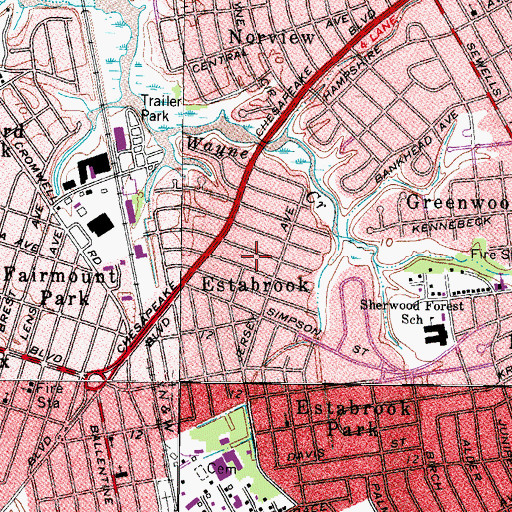 Topographic Map of Estabrook, VA