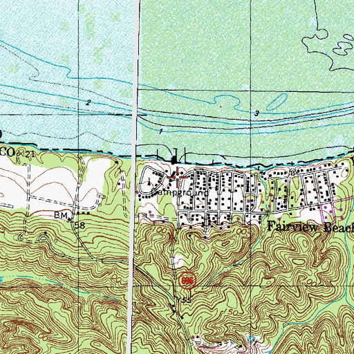 Topographic Map of Fairview Beach, VA
