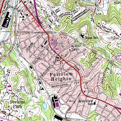 Topographic Map of Fairview Heights, VA