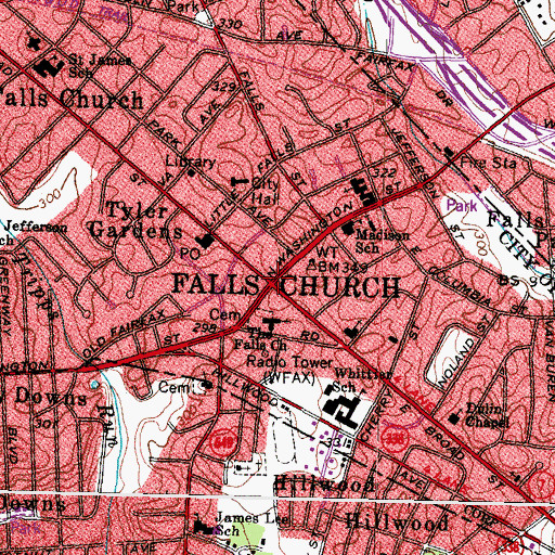 Topographic Map of Falls Church, VA