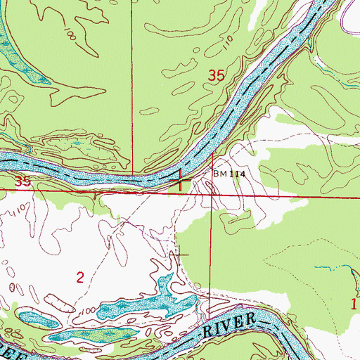 Topographic Map of Tennessee-Tombigbee Waterway, AL