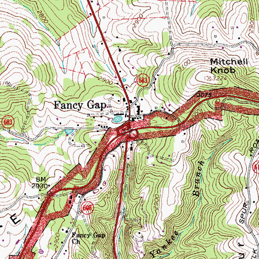 Topographic Map of Fancy Gap, VA