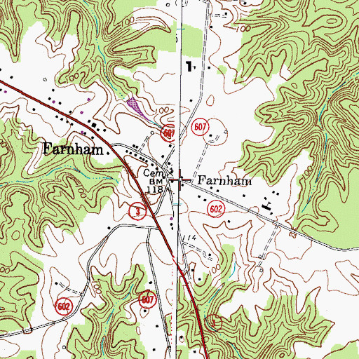 Topographic Map of Farnham, VA