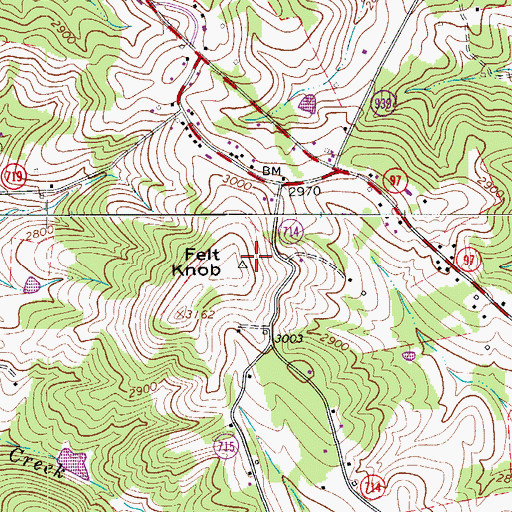 Topographic Map of Felt Knob, VA