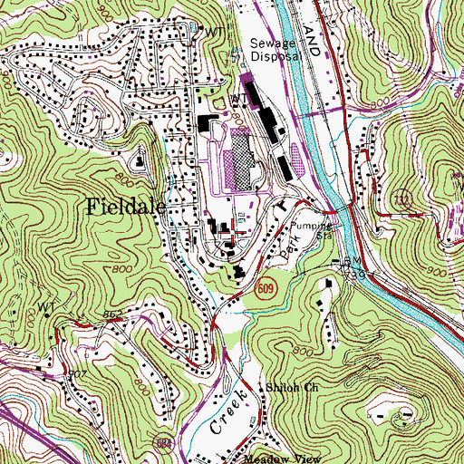 Topographic Map of Fieldale, VA