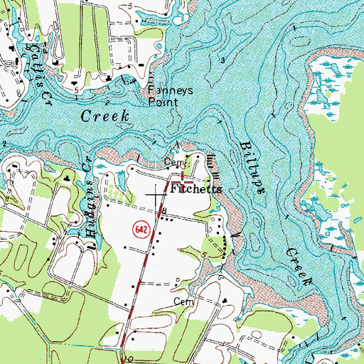 Topographic Map of Fitchetts, VA