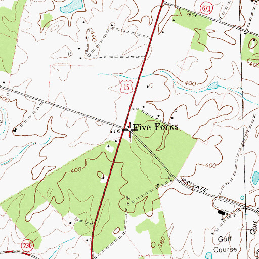Topographic Map of Five Forks, VA