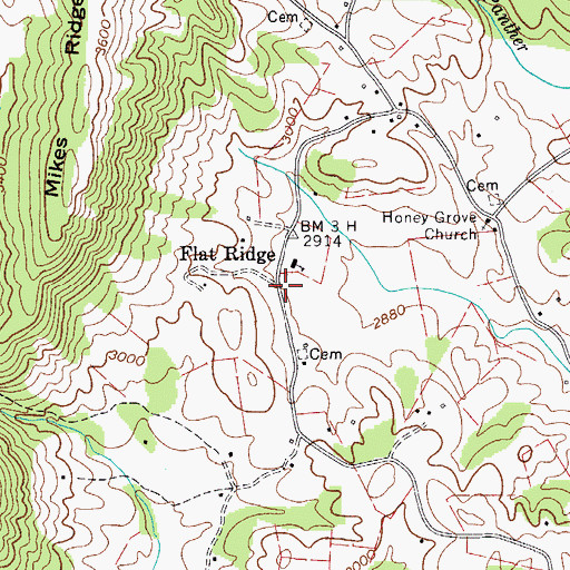 Topographic Map of Flat Ridge, VA