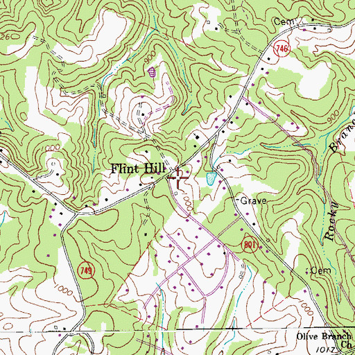 Topographic Map of Flint Hill, VA