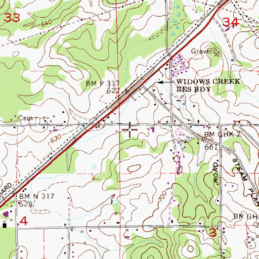 Topographic Map of Calvary Church, AL