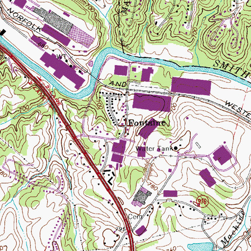 Topographic Map of Fontaine, VA