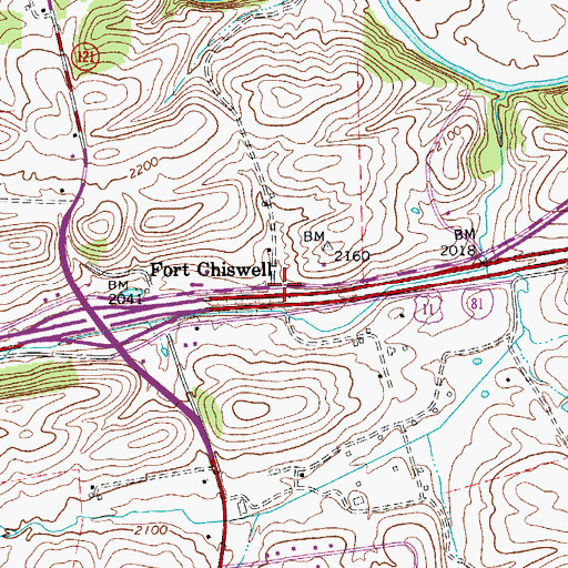 Topographic Map of Fort Chiswell, VA