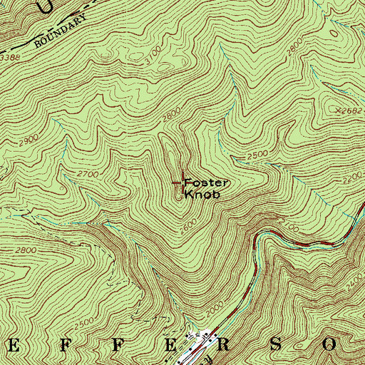 Topographic Map of Foster Knob, VA