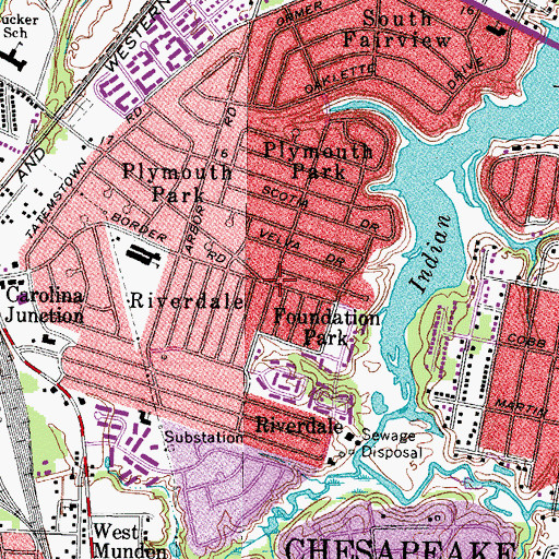 Topographic Map of Foundation Park, VA