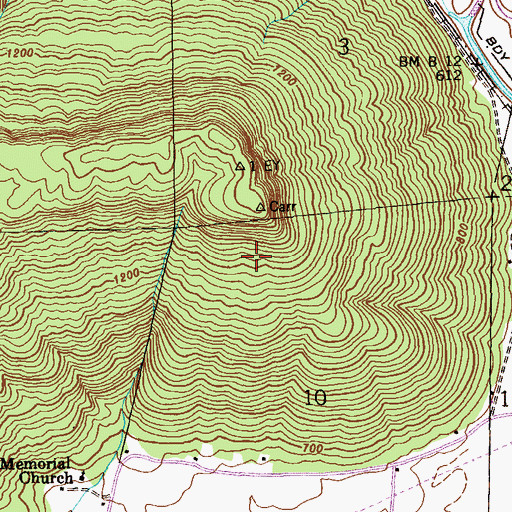 Topographic Map of Carr Cemetery, AL