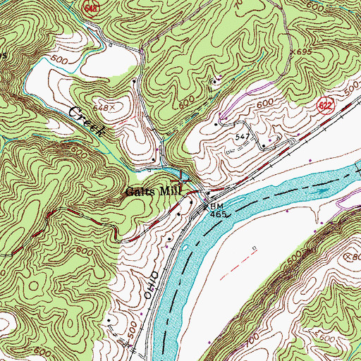 Topographic Map of Galts Mill, VA
