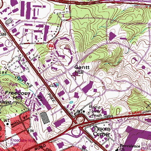 Topographic Map of Gantt Hill, VA