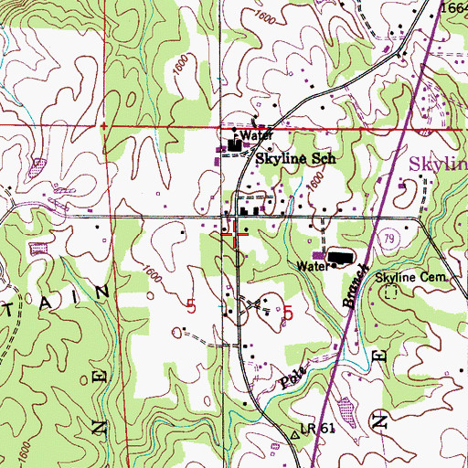 Topographic Map of Central Church, AL