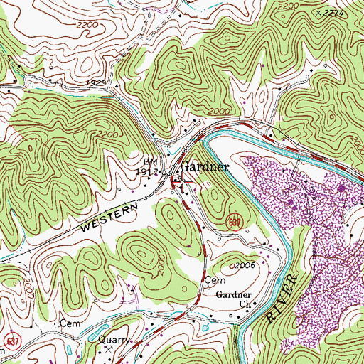 Topographic Map of Gardner, VA