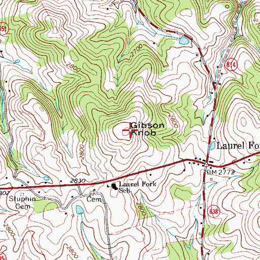 Topographic Map of Gibson Knob, VA