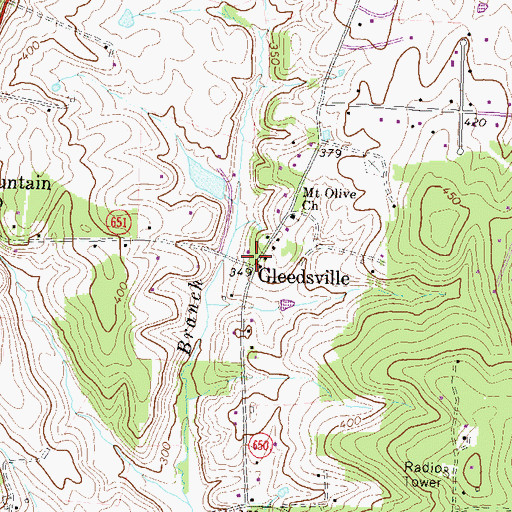 Topographic Map of Gleedsville, VA