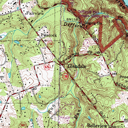 Topographic Map of Glendale, VA