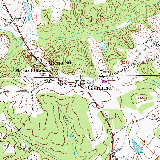 Topographic Map of Glenland, VA