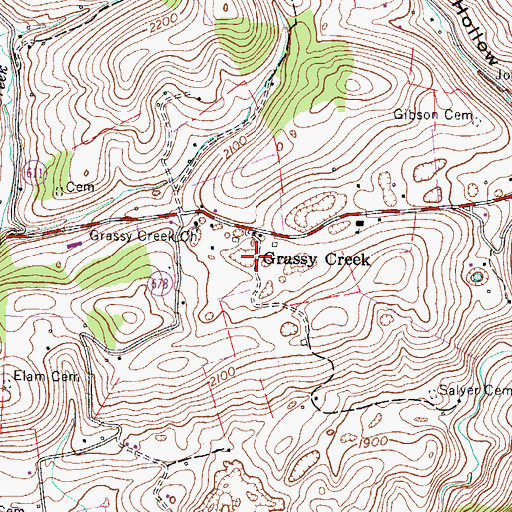 Topographic Map of Grassy Creek, VA