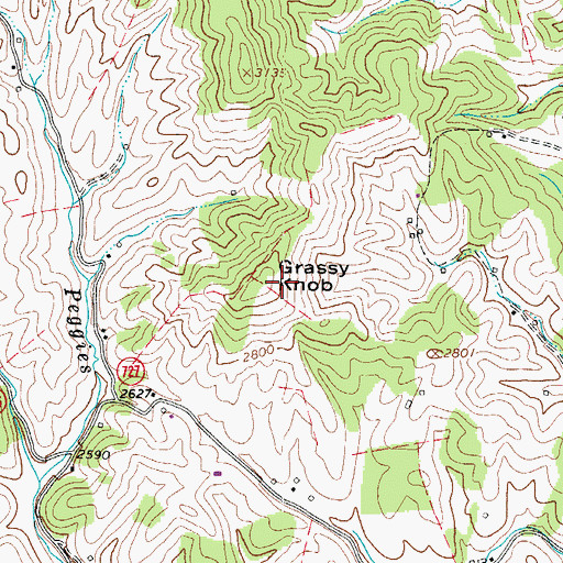 Topographic Map of Grassy Knob, VA