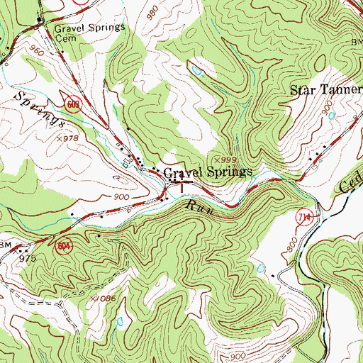 Topographic Map of Gravel Springs, VA