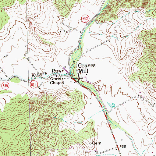 Topographic Map of Graves Mill, VA