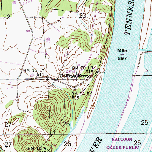 Topographic Map of Coffey Cemetery, AL