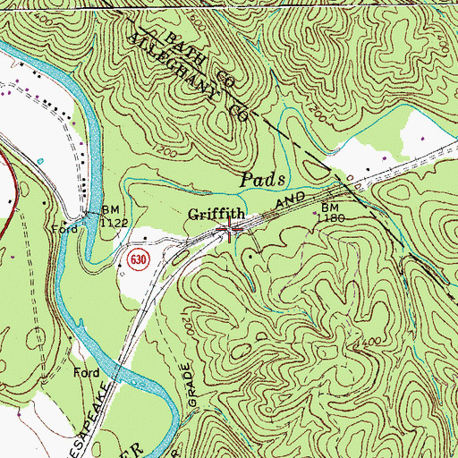 Topographic Map of Griffith, VA