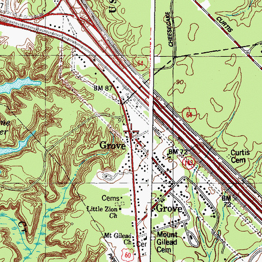 Topographic Map of Grove, VA