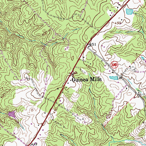 Topographic Map of Guinea Mills, VA