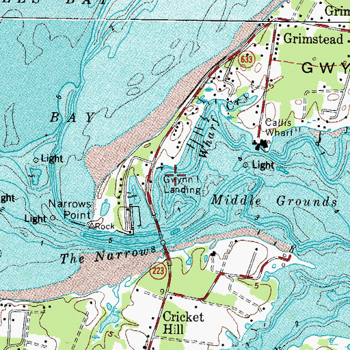 Topographic Map of Gwynn Island Landing, VA